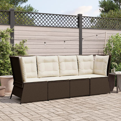 Garten-Ecksofa mit Kissen Braun Poly Rattan