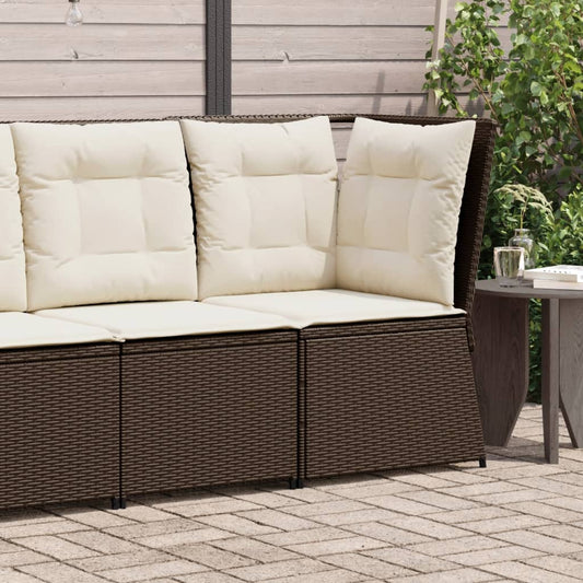 Garten-Ecksofa mit Kissen Braun Poly Rattan