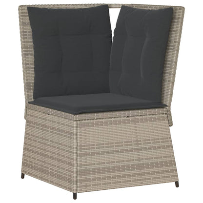 Garten-Ecksofa mit Kissen Hellgrau Poly Rattan