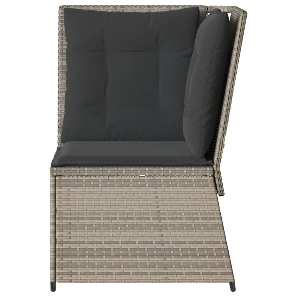 Garten-Ecksofa mit Kissen Hellgrau Poly Rattan