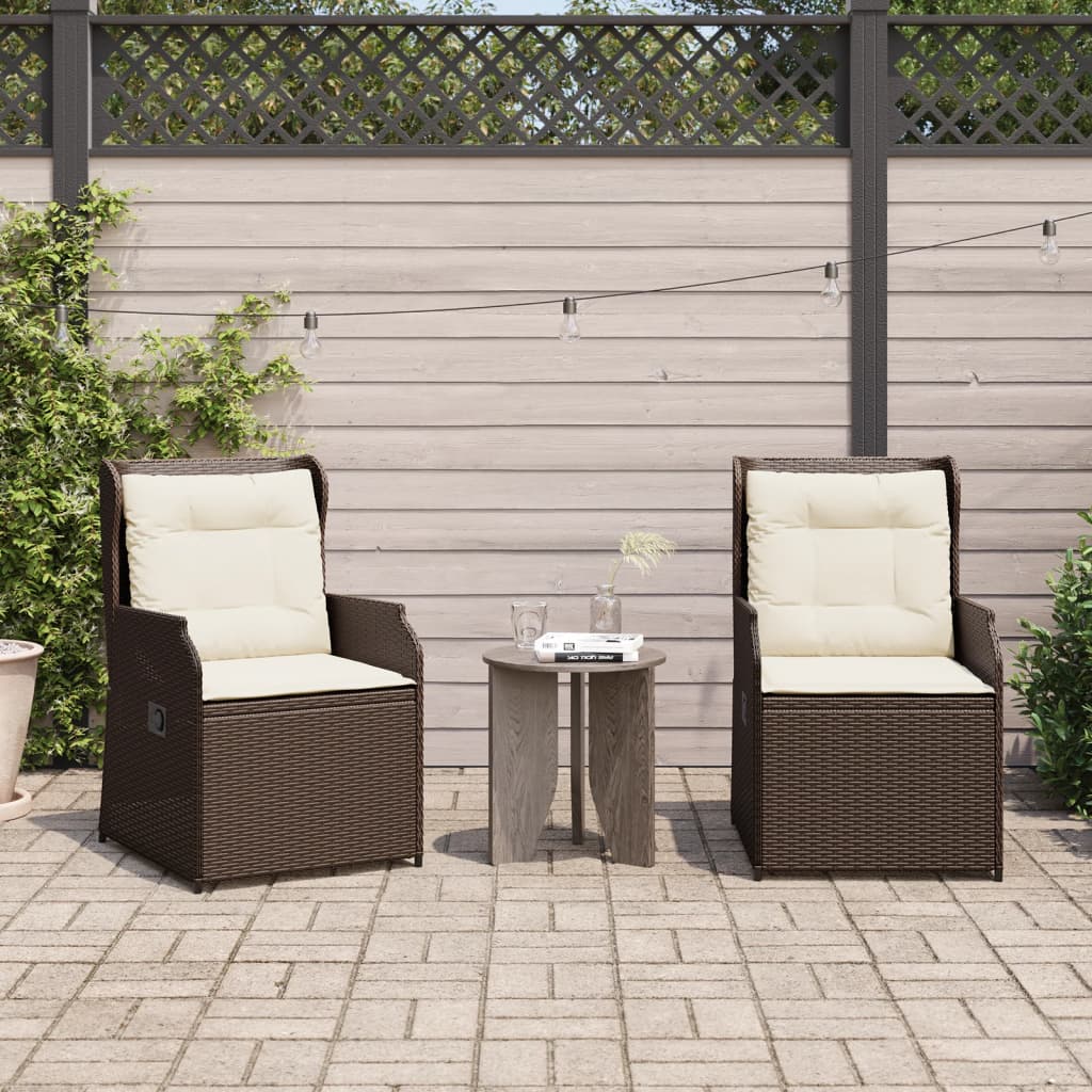 Gartensessel mit Kissen 2 Stk. Verstellbar Braun Poly Rattan