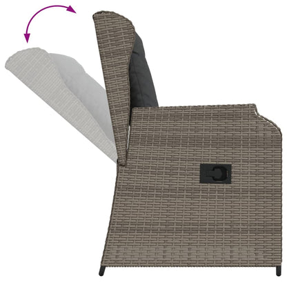 Gartensessel mit Kissen 2 Stk. Verstellbar Grau Poly Rattan