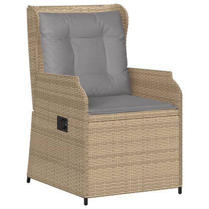 Gartensessel mit Kissen 2 Stk. Verstellbar Beige Poly Rattan