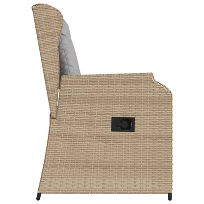 Gartensessel mit Kissen 2 Stk. Verstellbar Beige Poly Rattan