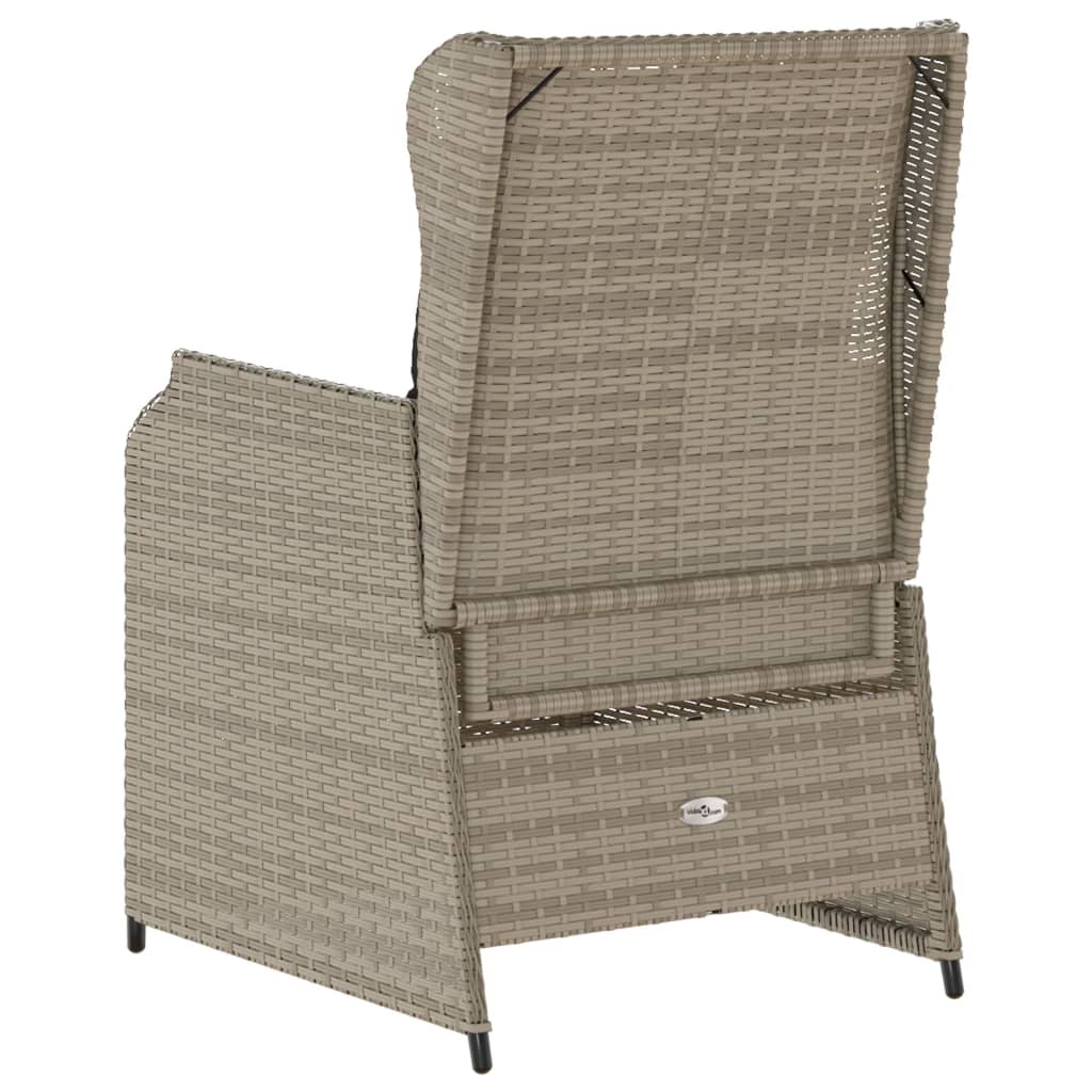 Gartensessel mit Kissen 2 Stk. Verstellbar Hellgrau Poly Rattan