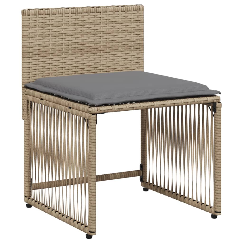 7-tlg. Garten-Essgruppe mit Kissen Beige Poly Rattan