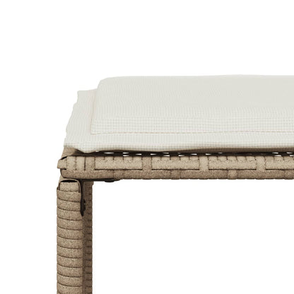 7-tlg. Garten-Essgruppe mit Kissen Beige Poly Rattan