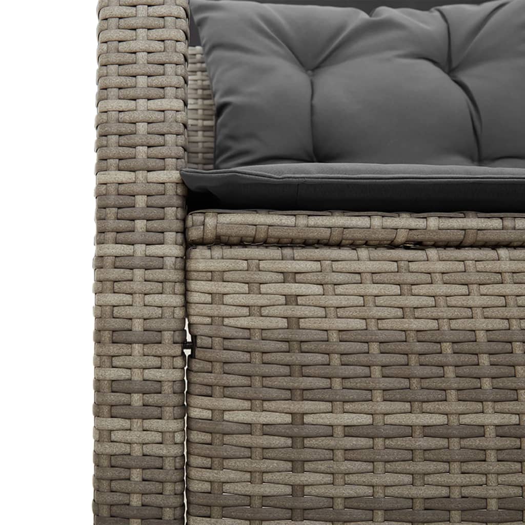 Gartensofa in L-Form mit Tisch und Kissen Grau Poly Rattan