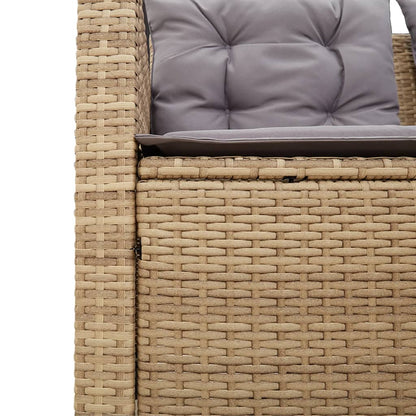 Gartensofa in L-Form mit Tisch und Kissen Beige Poly Rattan