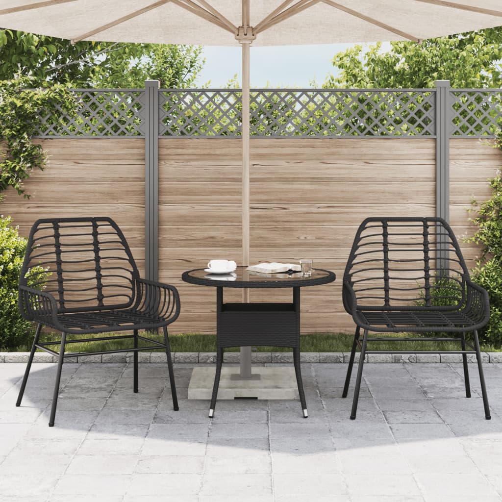 Gartenstühle 2 Stk. Schwarz Poly Rattan