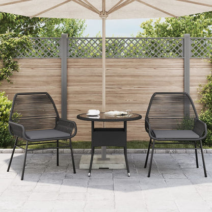 Gartenstühle 2 Stk. mit Kissen Schwarz Poly Rattan