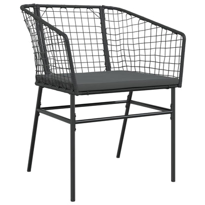 Gartenstühle 2 Stk. mit Kissen Schwarz Poly Rattan