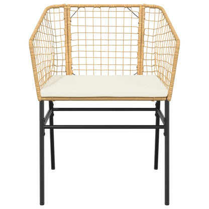 Gartenstühle 2 Stk. mit Kissen Braun Poly Rattan