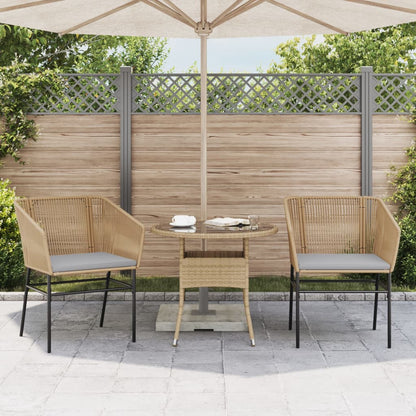 Gartenstühle 2 Stk. mit Kissen Braun Poly Rattan