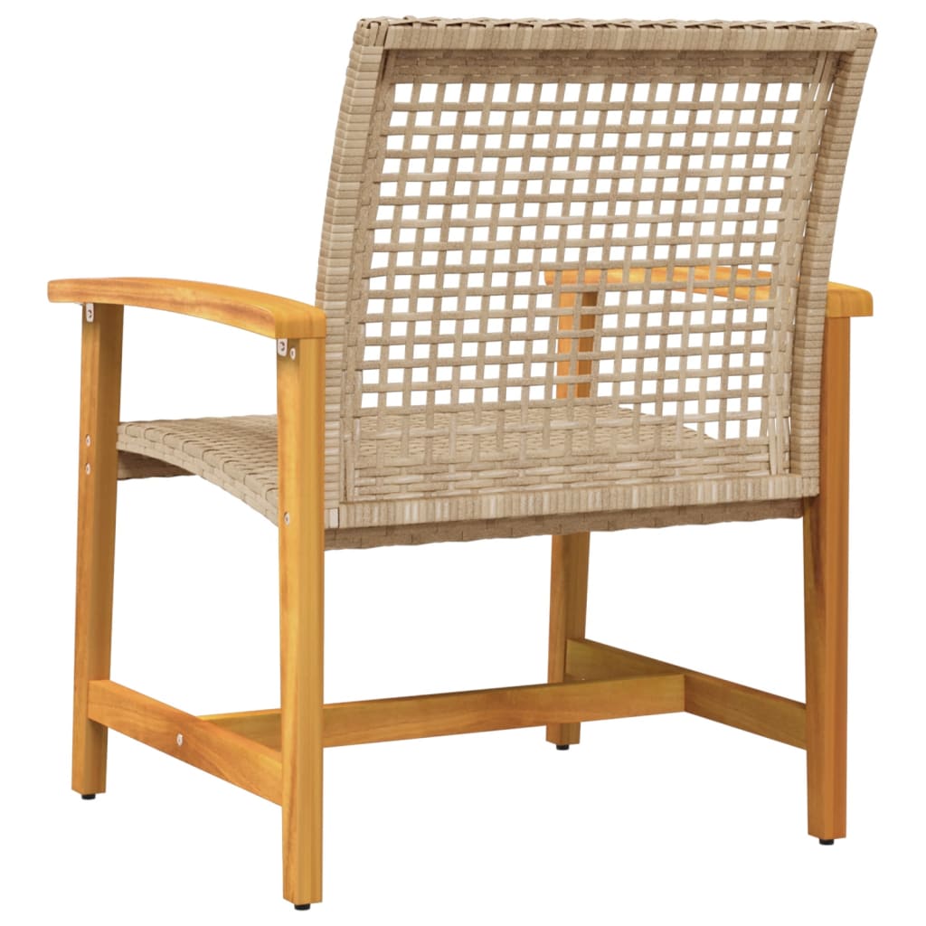 Gartenstühle 2 Stk. Beige Poly Rattan und Akazienholz