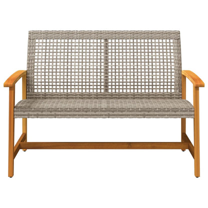 Gartenbank Grau 112 cm Poly Rattan und Akazienholz