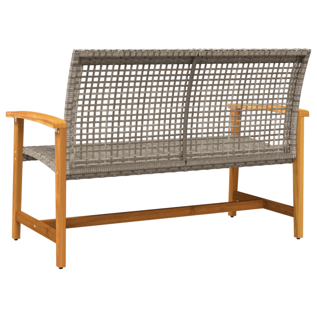 Gartenbank Grau 112 cm Poly Rattan und Akazienholz