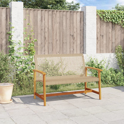 Gartenbank Beige 112 cm Poly Rattan und Akazienholz