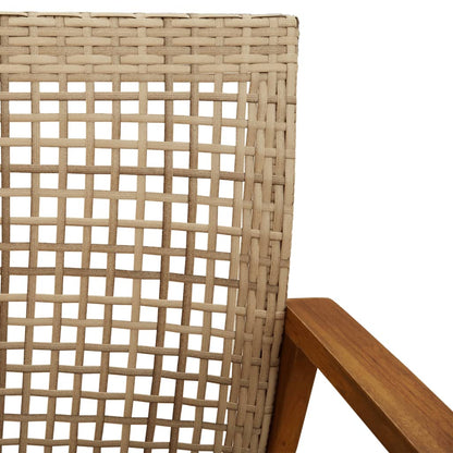 Gartenbank Beige 112 cm Poly Rattan und Akazienholz