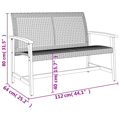 Gartenbank Beige 112 cm Poly Rattan und Akazienholz