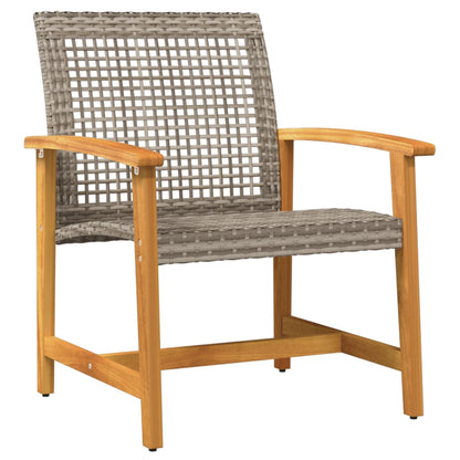 3-tlg. Bistro-Set Grau Poly Rattan und Akazienholz