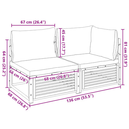 Gartensofa mit Kissen 2-Sitzer Massivholz Akazie