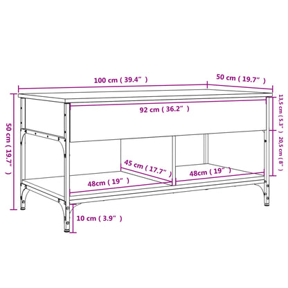 Couchtisch Grau Sonoma 100x50x50 cm Holzwerkstoff und Metall