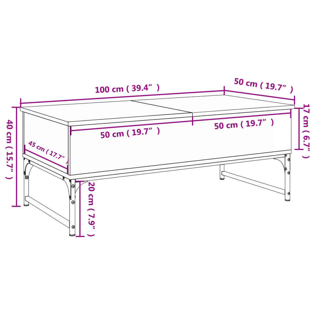 Couchtisch Schwarz 100x50x40 cm Holzwerkstoff und Metall