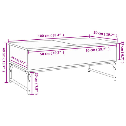 Couchtisch Sonoma-Eiche 100x50x40 cm Holzwerkstoff und Metall