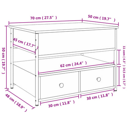 Couchtisch Grau Sonoma 70x50x50 cm Holzwerkstoff und Metall