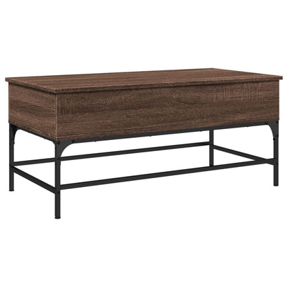 Couchtisch Braun Eichen-Optik 100x50x45 cm Holzwerkstoff Metall