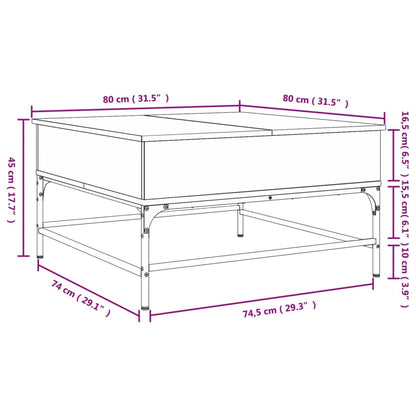 Couchtisch Schwarz 80x80x45 cm Holzwerkstoff und Metall