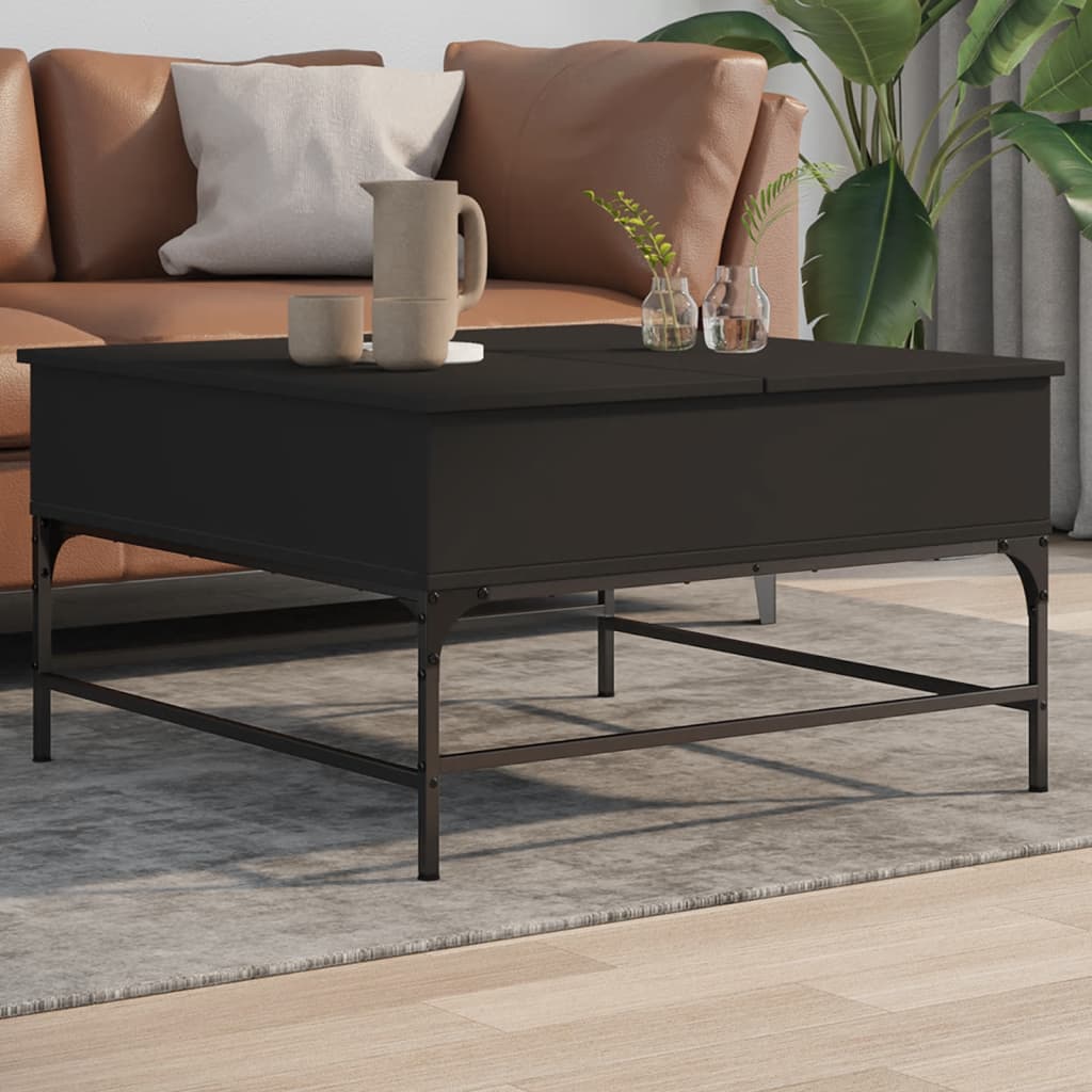 Couchtisch Schwarz 80x80x45 cm Holzwerkstoff und Metall