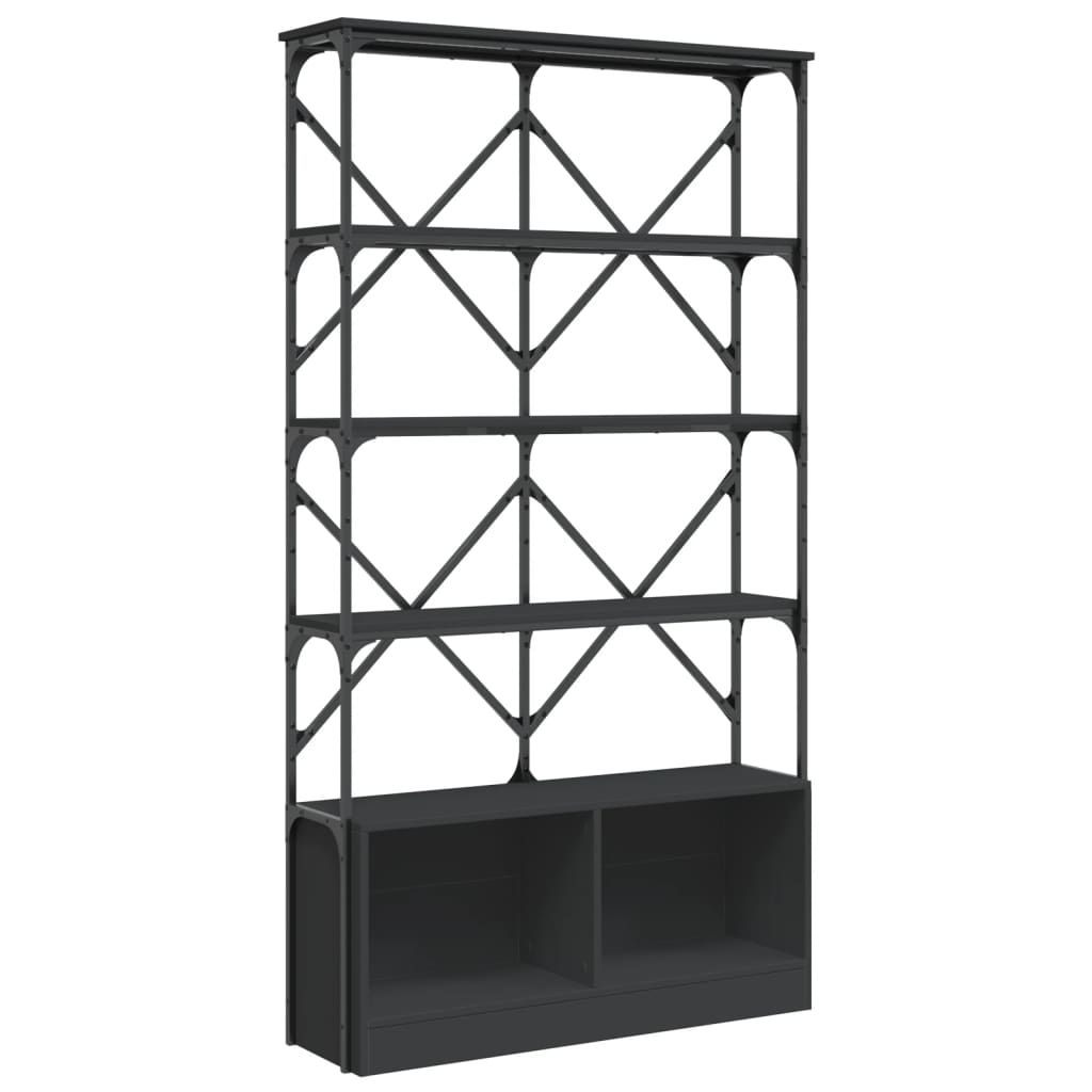 Bücherregal Schwarz 100x26x180 cm Holzwerkstoff und Metall