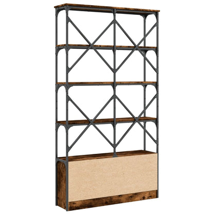 Bücherregal Räuchereiche 100x26x180 cm Holzwerkstoff und Metall