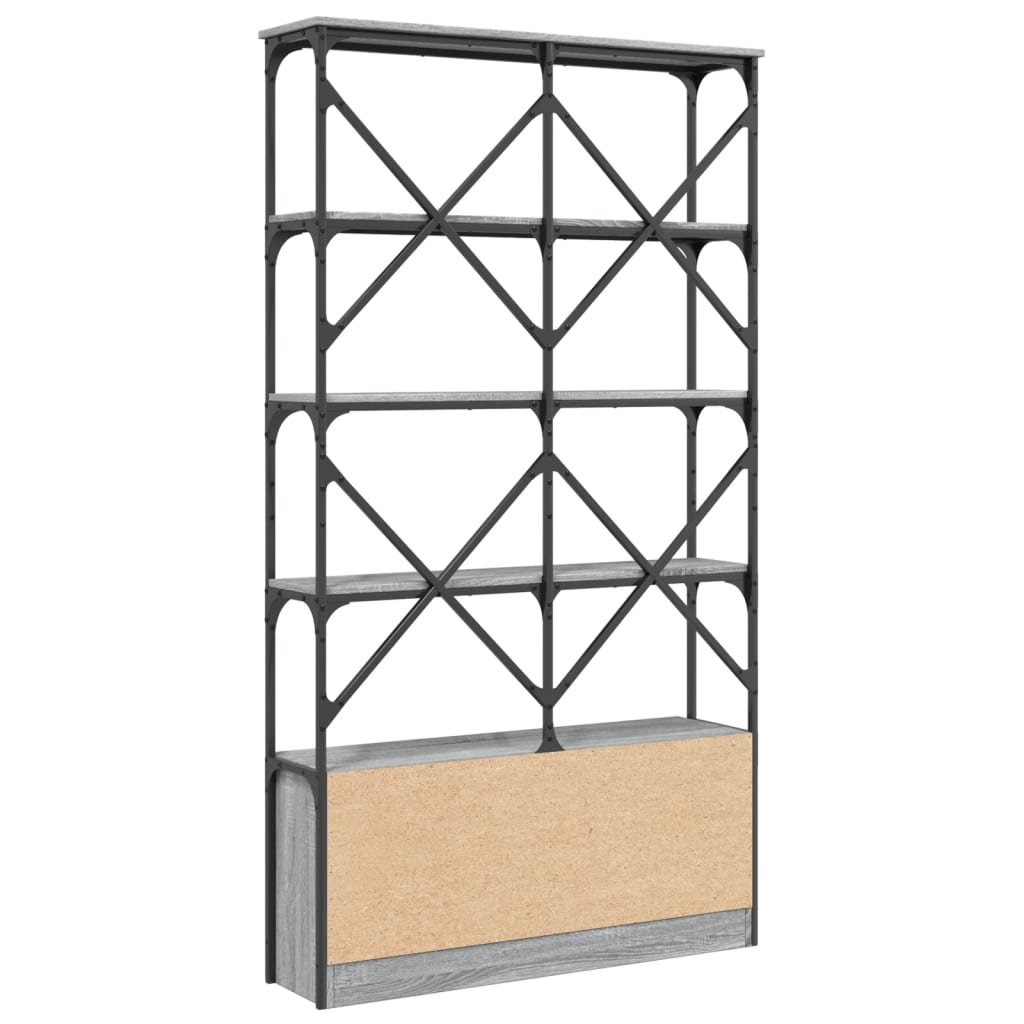 Bücherregal Grau Sonoma 100x26x180 cm Holzwerkstoff und Metall