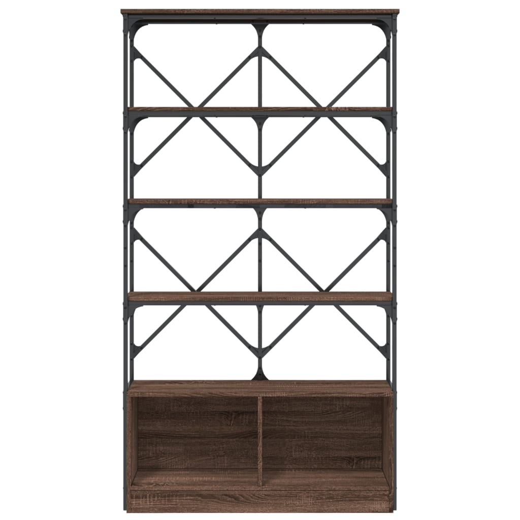 Bücherregal Braun Eiche 100x26x180 cm Holzwerkstoff und Metall