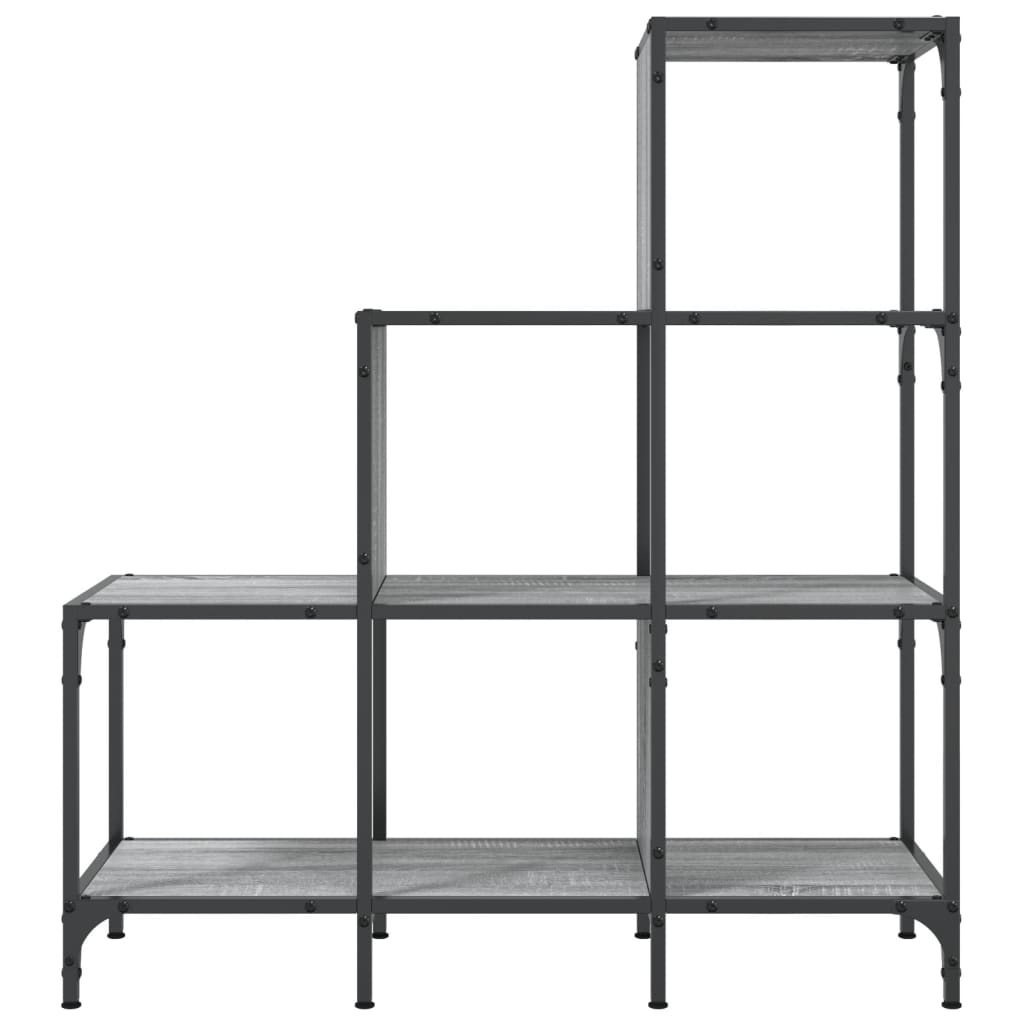 Bücherregal Grau Sonoma 92x30x102 cm Holzwerkstoff und Metall