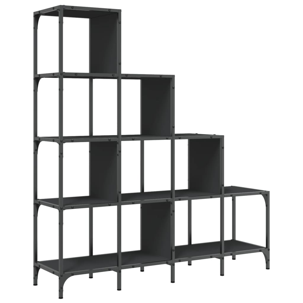 Bücherregal Schwarz 122x30x132 cm Holzwerkstoff und Metall