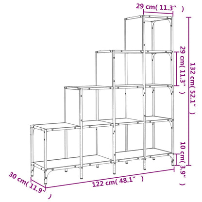 Bücherregal Schwarz 122x30x132 cm Holzwerkstoff und Metall