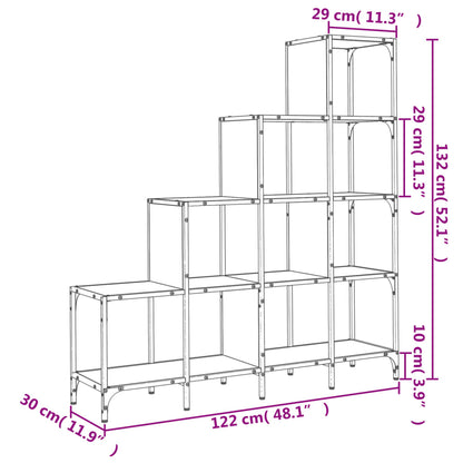 Bücherregal Sonoma-Eiche 122x30x132 cm Holzwerkstoff und Metall