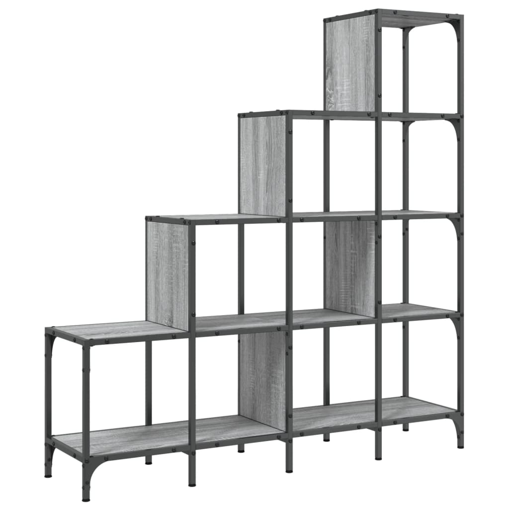 Bücherregal Grau Sonoma 122x30x132 cm Holzwerkstoff und Metall