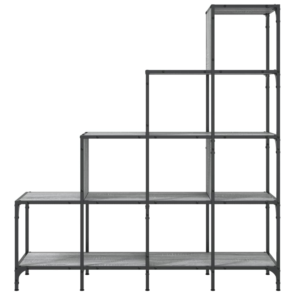 Bücherregal Grau Sonoma 122x30x132 cm Holzwerkstoff und Metall