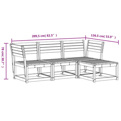 4-tlg. Garten-Lounge-Set Massivholz Kiefer