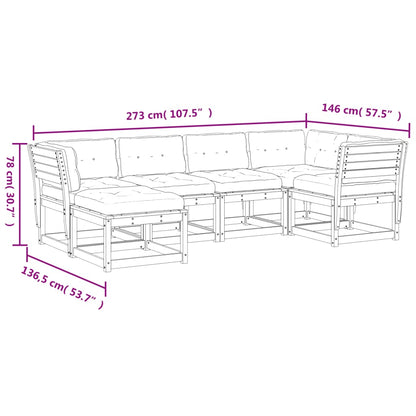 6-tlg. Garten-Sofagarnitur mit Kissen Weiß Massivholz Kiefer
