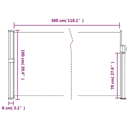 Seitenmarkise Ausziehbar Rot 100x300 cm