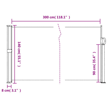 Seitenmarkise Ausziehbar Beige 140x300 cm