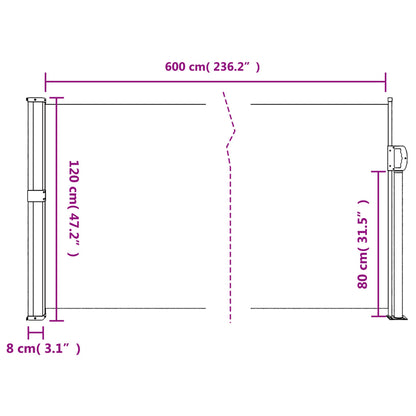 Seitenmarkise Ausziehbar Creme 120x600 cm