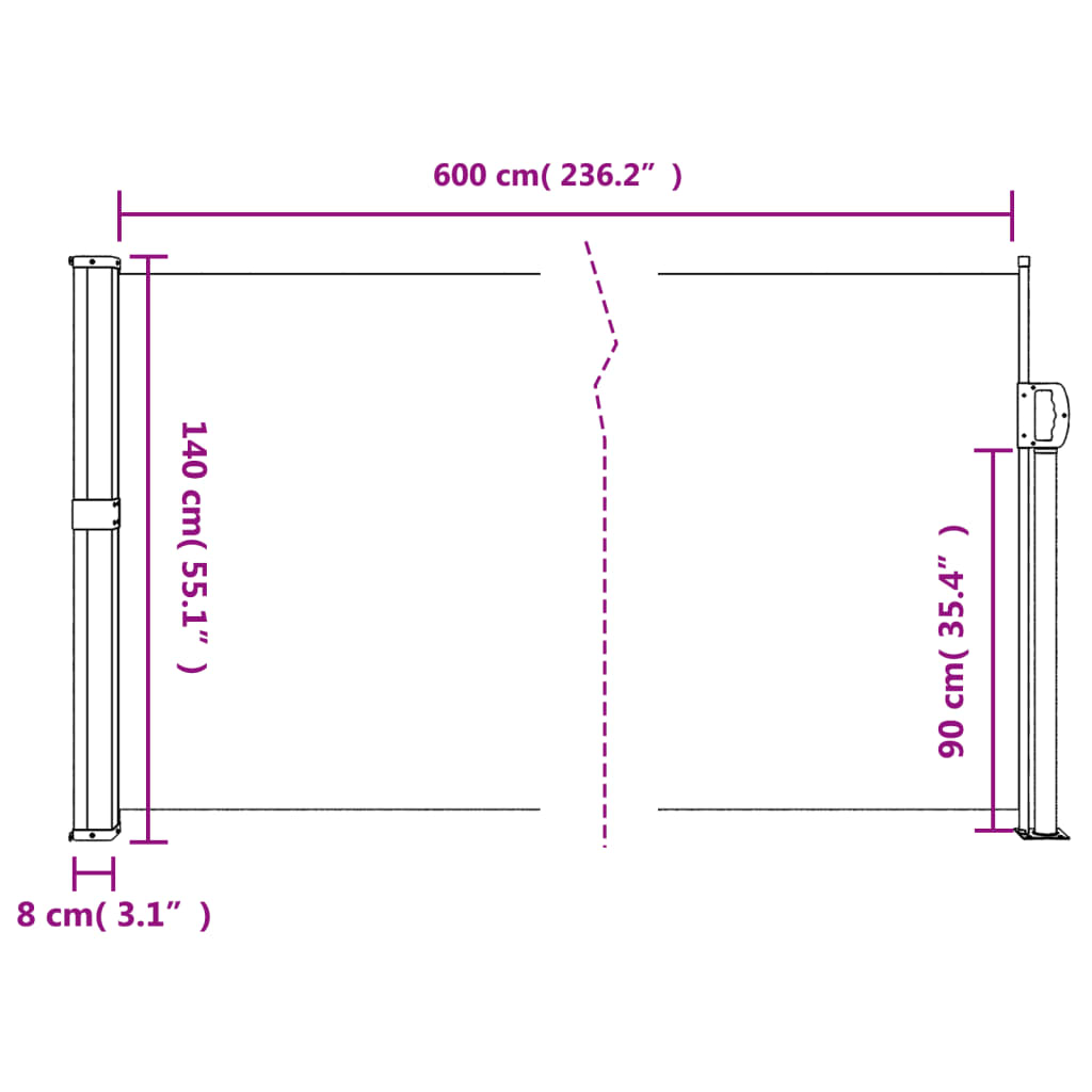 Seitenmarkise Ausziehbar Creme 140x600 cm