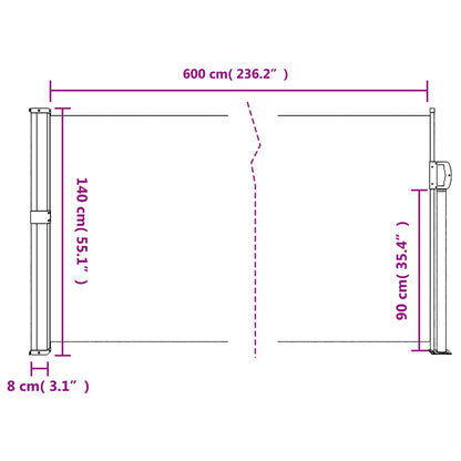 Seitenmarkise Ausziehbar Braun 140x600 cm